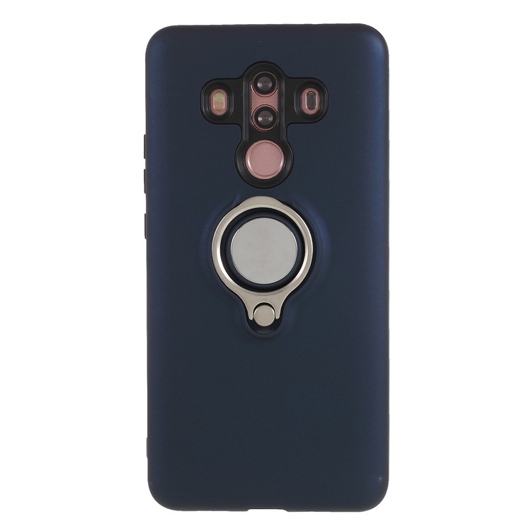 Magnetic Finger Ring Kickstand PC + TPU Combo Cover Shell for Huawei Mate 10 Pro - Dark Blue-1