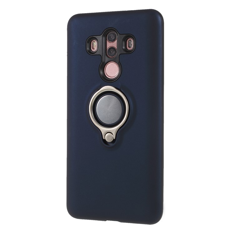Magnetic Finger Ring Kickstand PC + TPU Combo Cover Shell for Huawei Mate 10 Pro - Dark Blue-3