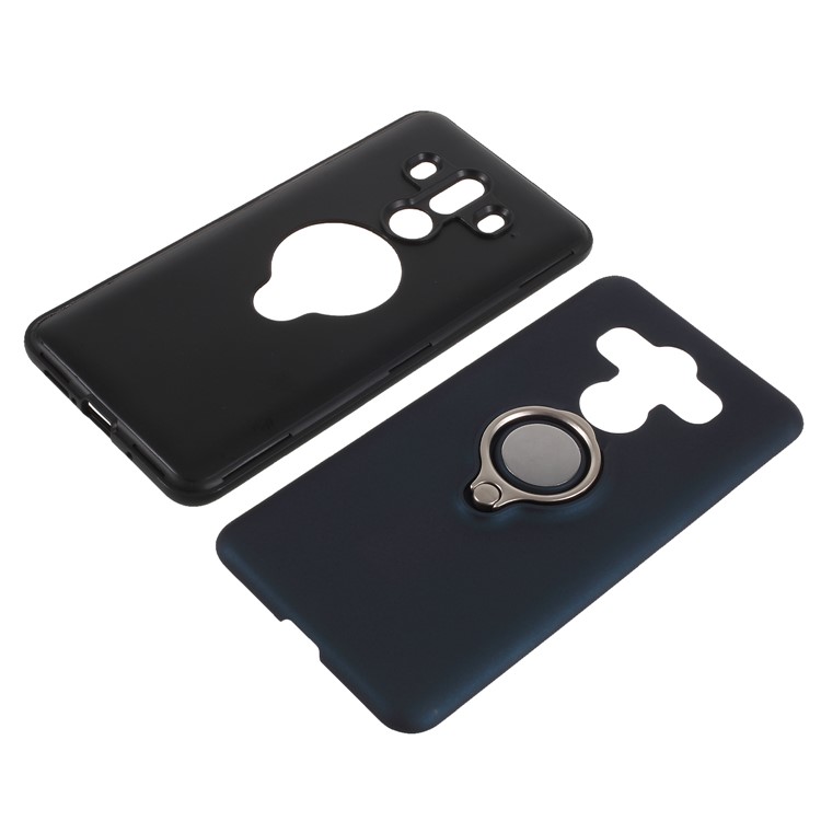 Magnetic Finger Ring Kickstand PC + TPU Combo Cover Shell for Huawei Mate 10 Pro - Dark Blue-7
