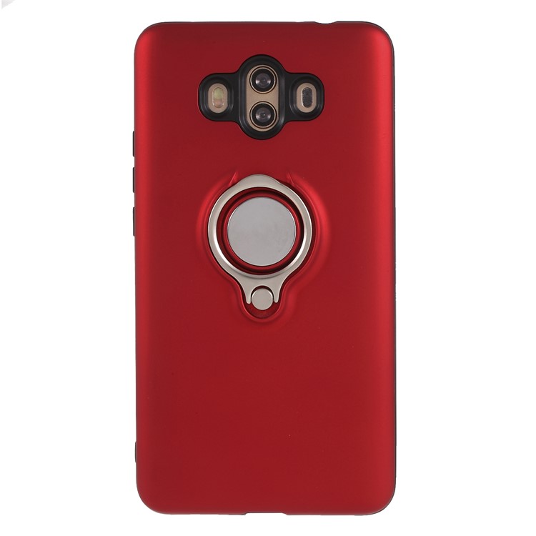 Magnetic Finger Ring Kickstand Hybrid PC + TPU Case for Huawei Mate 10 - Red-3