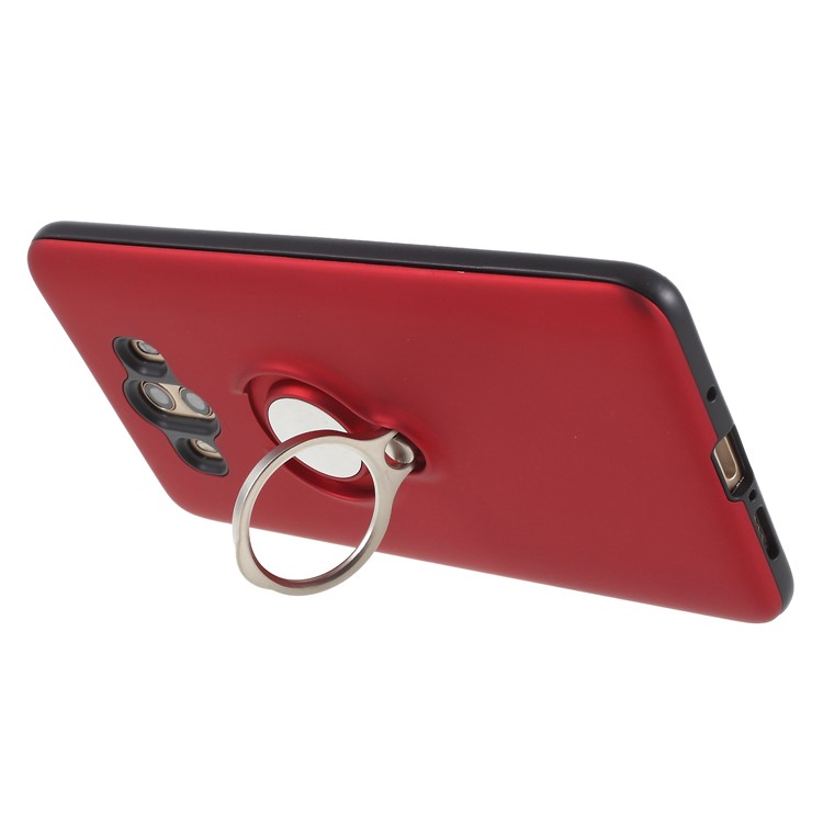 Magnetic Finger Ring Kickstand Hybrid PC + TPU Case for Huawei Mate 10 - Red-4