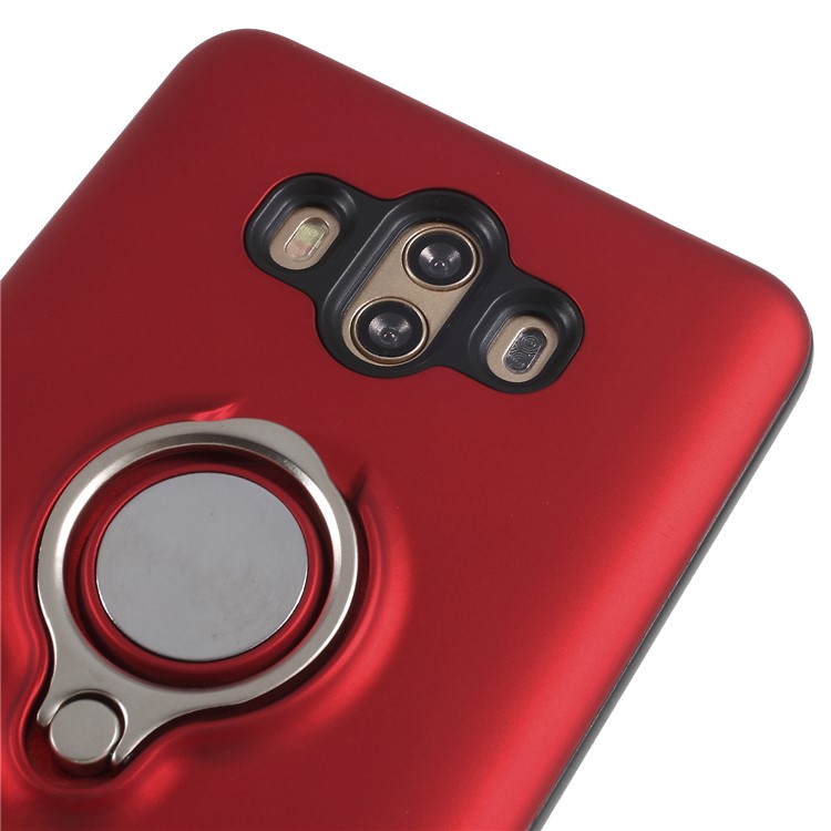 Magnetic Finger Ring Kickstand Hybrid PC + TPU Case for Huawei Mate 10 - Red-6