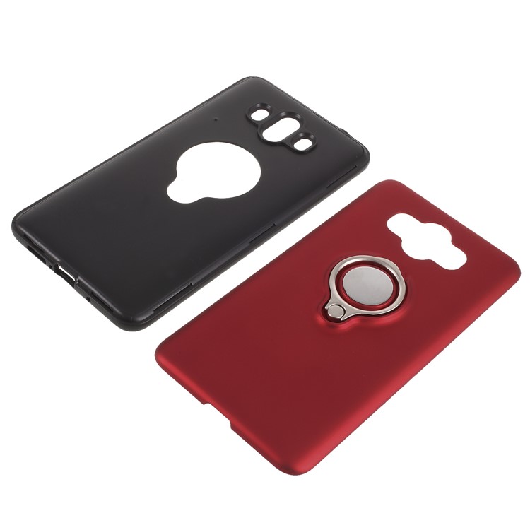 Magnetic Finger Ring Kickstand Hybrid PC + TPU Case for Huawei Mate 10 - Red-9
