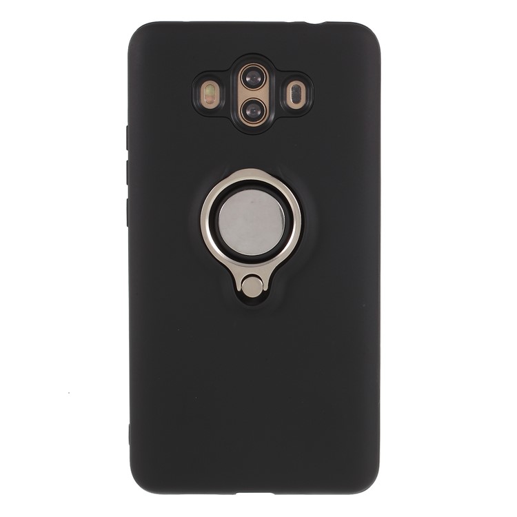 Magnetic Finger Ring Kickstand Hybrid PC + TPU Cover for Huawei Mate 10 - Black-1