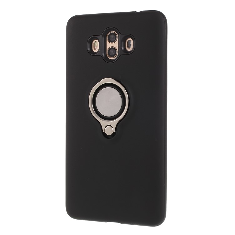 Magnetic Finger Ring Kickstand Hybrid PC + TPU Cover for Huawei Mate 10 - Black-3
