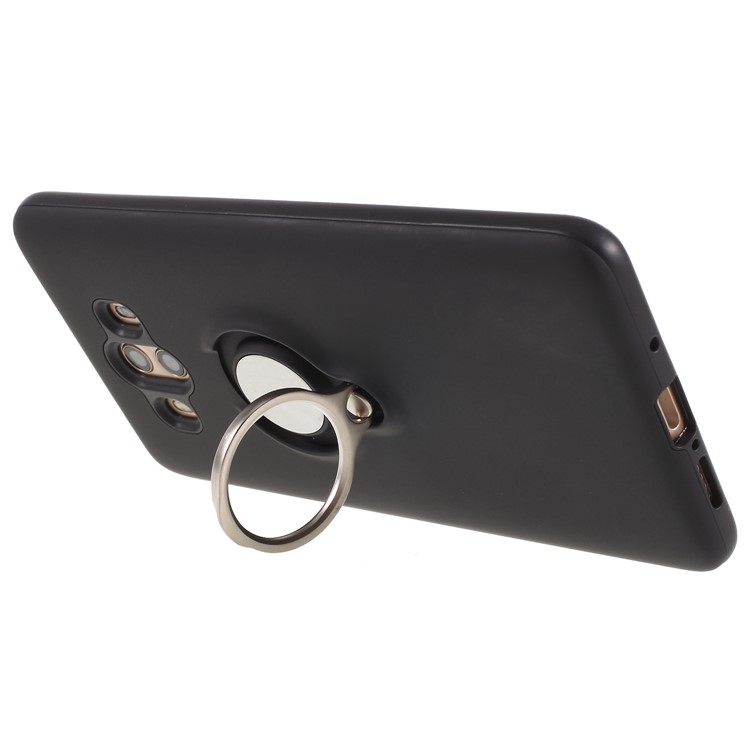 Magnetic Finger Ring Kickstand Hybrid PC + TPU Cover for Huawei Mate 10 - Black-4