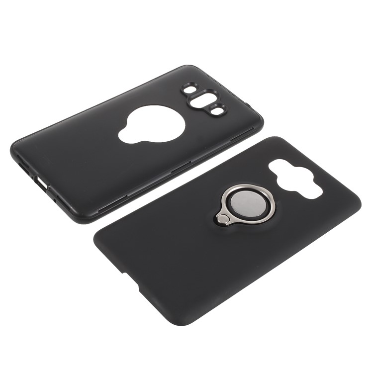 Magnetic Finger Ring Kickstand Hybrid PC + TPU Cover for Huawei Mate 10 - Black-9