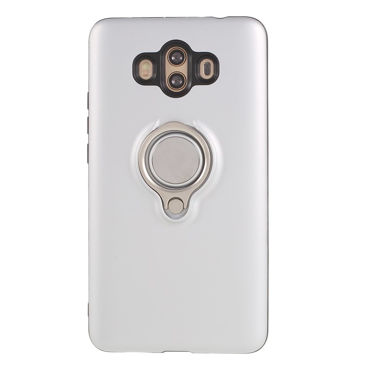 Magnetic Finger Ring Kickstand Hybrid PC + TPU Shell for Huawei Mate 10 - White-1