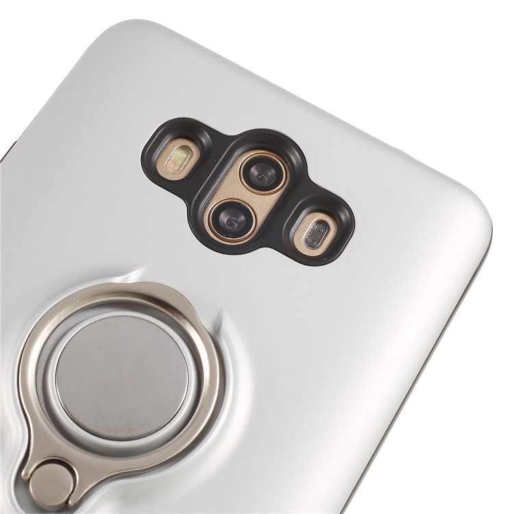 Magnetic Finger Ring Kickstand Hybrid PC + TPU Shell for Huawei Mate 10 - White-6
