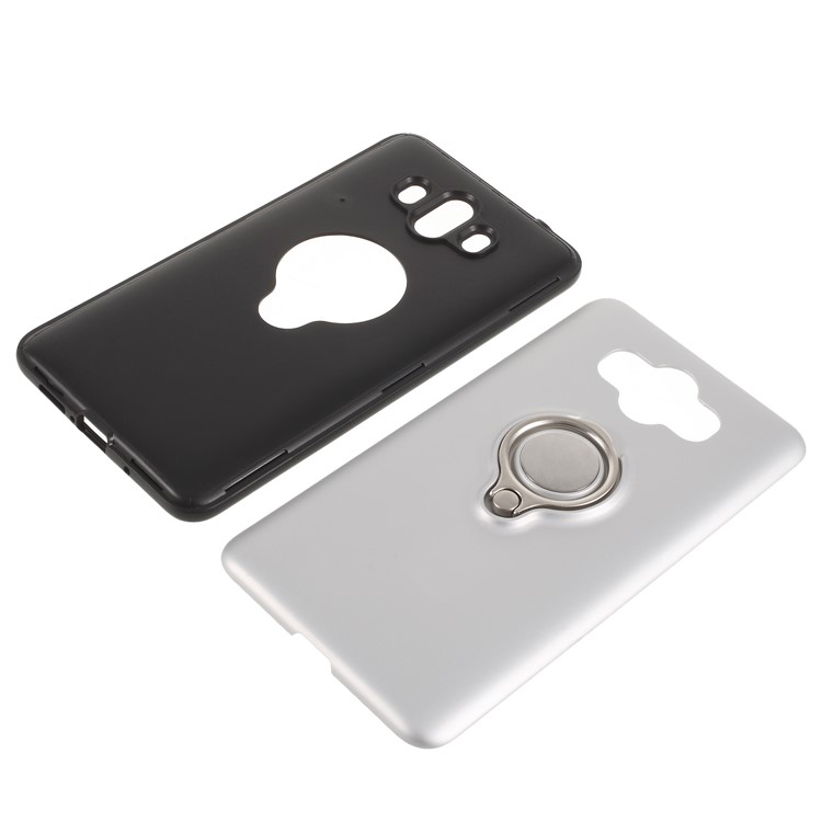 Magnetic Finger Ring Kickstand Hybrid PC + TPU Shell for Huawei Mate 10 - White-9