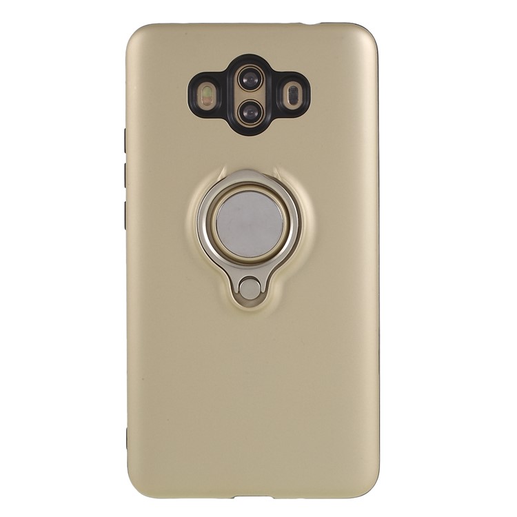 Magnetic Finger Ring Kickstand PC + TPU Hybrid Phone Case for Huawei Mate 10 - Gold-1