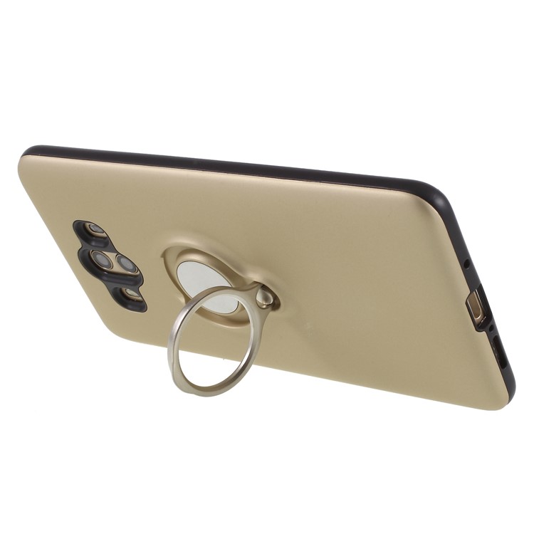 Magnetic Finger Ring Kickstand PC + TPU Hybrid Phone Case for Huawei Mate 10 - Gold-4