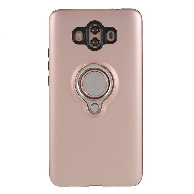 Magnetic Finger Ring Kickstand PC + TPU Combo Cell Phone Case for Huawei Mate 10 - Rose Gold-1