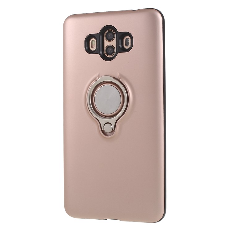 Magnetic Finger Ring Kickstand PC + TPU Combo Cell Phone Case for Huawei Mate 10 - Rose Gold-3