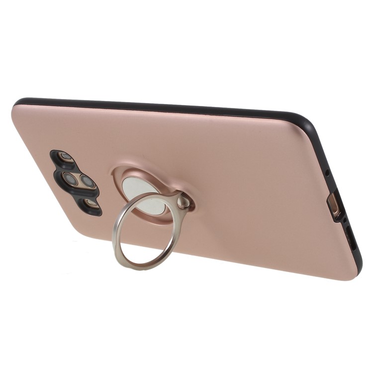 Magnetic Finger Ring Kickstand PC + TPU Combo Cell Phone Case for Huawei Mate 10 - Rose Gold-4