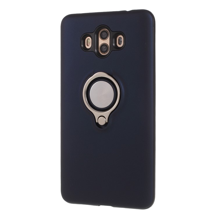 Magnetic Finger Ring Kickstand PC + TPU Combo Mobile Cover Shell for Huawei Mate 10 - Dark Blue-3