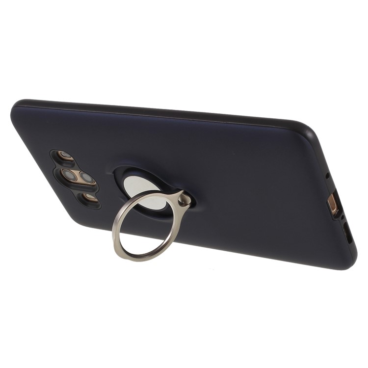 Magnetic Finger Ring Kickstand PC + TPU Combo Mobile Cover Shell for Huawei Mate 10 - Dark Blue-4