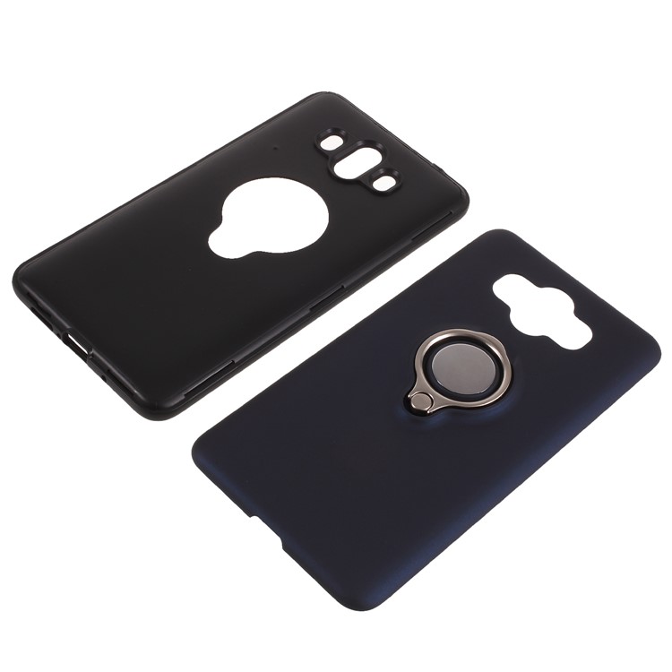 Magnetic Finger Ring Kickstand PC + TPU Combo Mobile Cover Shell for Huawei Mate 10 - Dark Blue-9