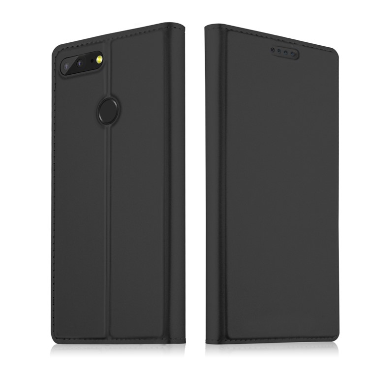 Auto-absorbed Leather Smart Case with Stand for Huawei Honor 9 Lite / Honor 9 Youth Edition - Black-1
