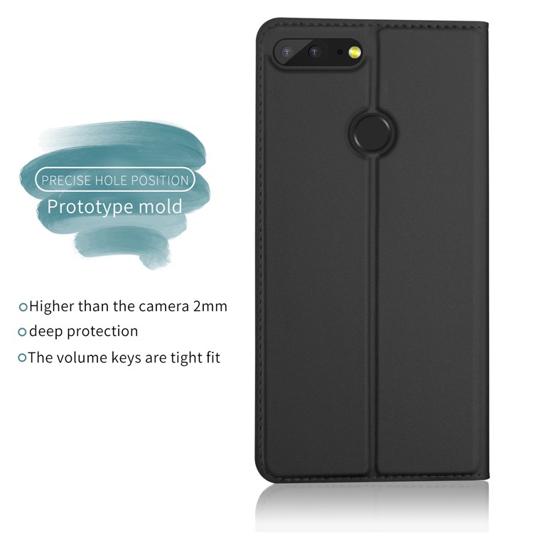 Auto-absorbed Leather Smart Case with Stand for Huawei Honor 9 Lite / Honor 9 Youth Edition - Black-2