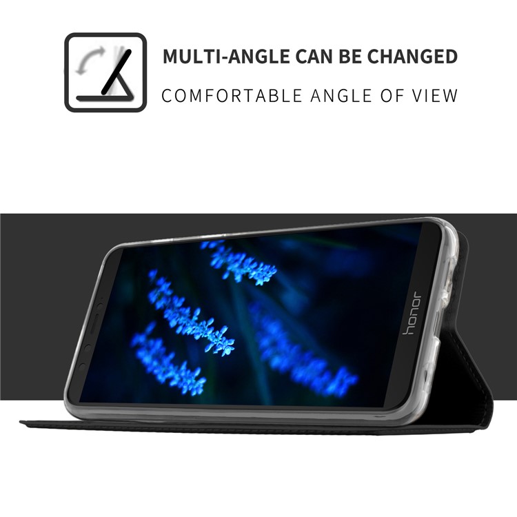 Auto-absorbed Leather Smart Case with Stand for Huawei Honor 9 Lite / Honor 9 Youth Edition - Black-4