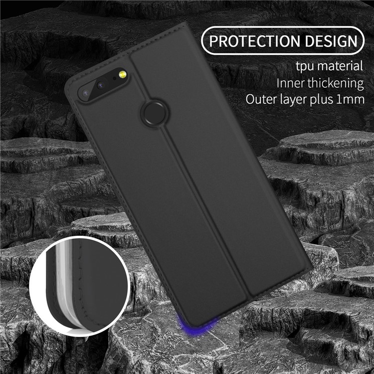 Auto-absorbed Leather Smart Case with Stand for Huawei Honor 9 Lite / Honor 9 Youth Edition - Black-5