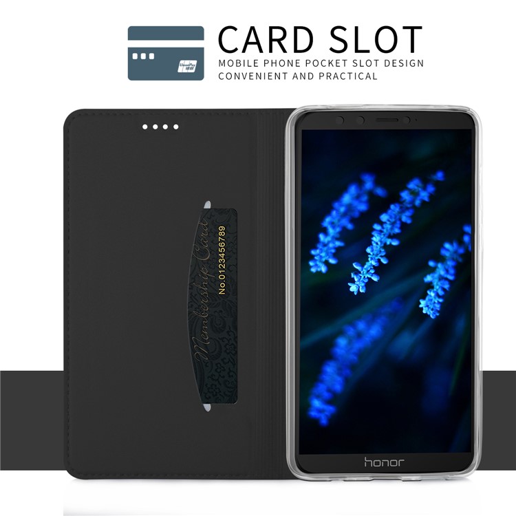 Auto-absorbed Leather Smart Case with Stand for Huawei Honor 9 Lite / Honor 9 Youth Edition - Black-6