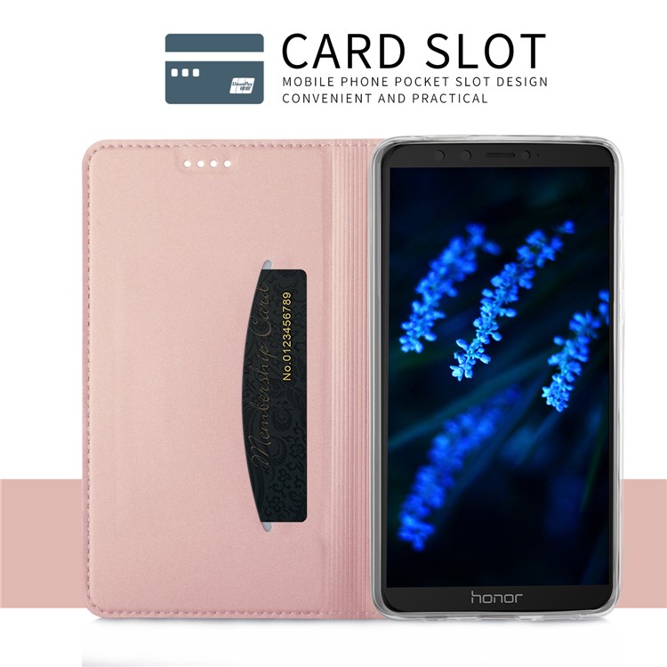 Auto-absorbed Leather Smart Cover with Stand for Huawei Honor 9 Lite / Honor 9 Youth Edition - Rose Gold-6