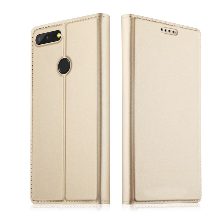 Auto-absorbed Leather Smart Mobile Case for Huawei Honor 9 Lite / Honor 9 Youth Edition - Gold-1