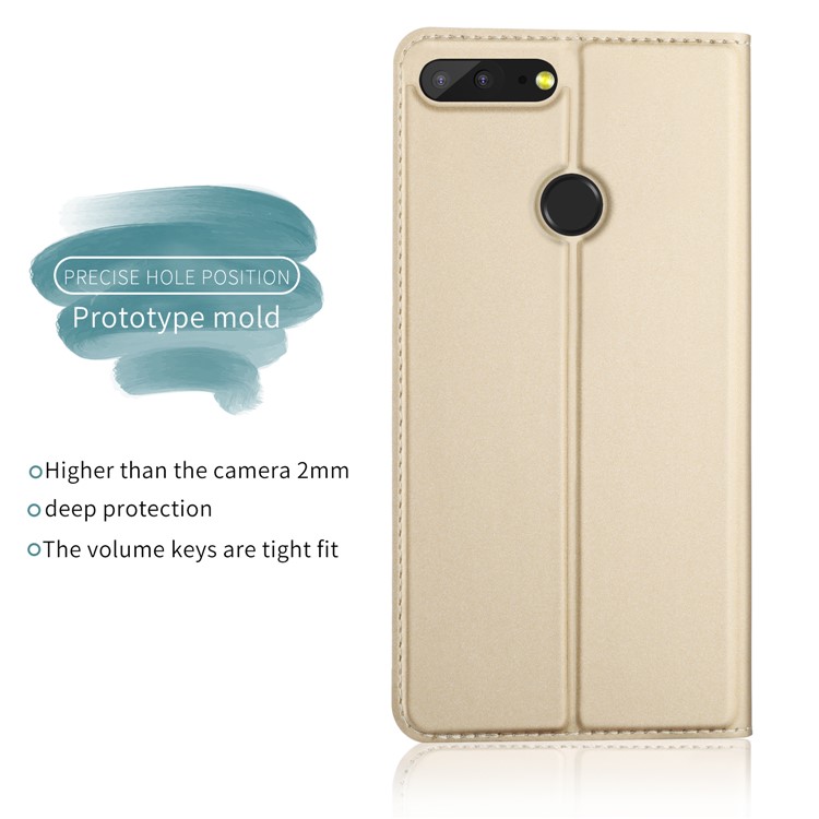 Auto-absorbed Leather Smart Mobile Case for Huawei Honor 9 Lite / Honor 9 Youth Edition - Gold-2
