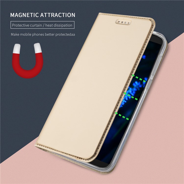 Auto-absorbed Leather Smart Mobile Case for Huawei Honor 9 Lite / Honor 9 Youth Edition - Gold-3