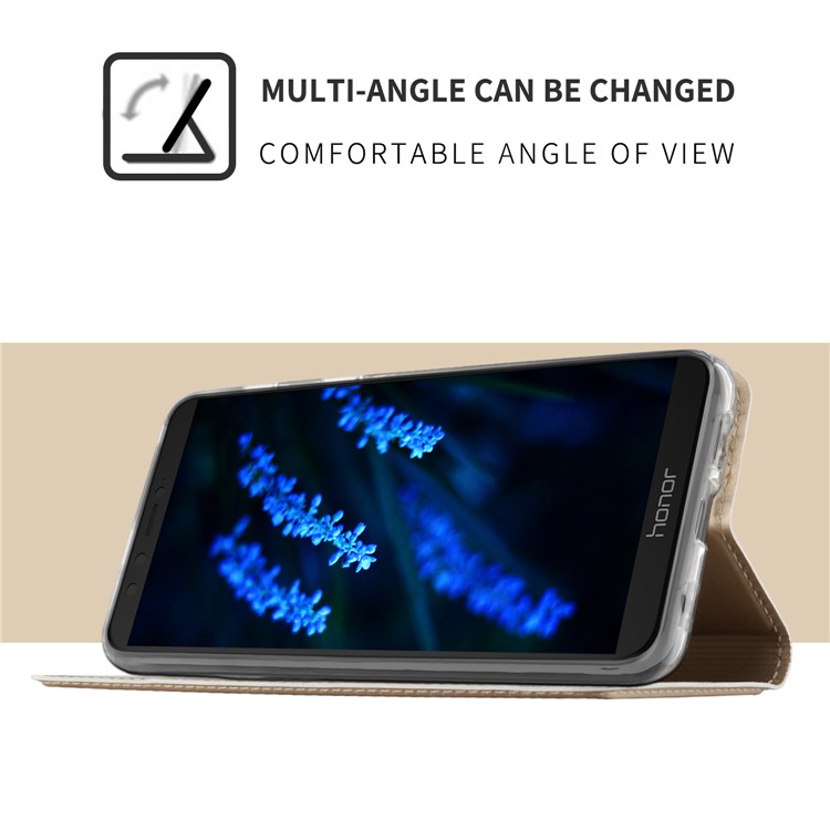 Auto-absorbed Leather Smart Mobile Case for Huawei Honor 9 Lite / Honor 9 Youth Edition - Gold-4