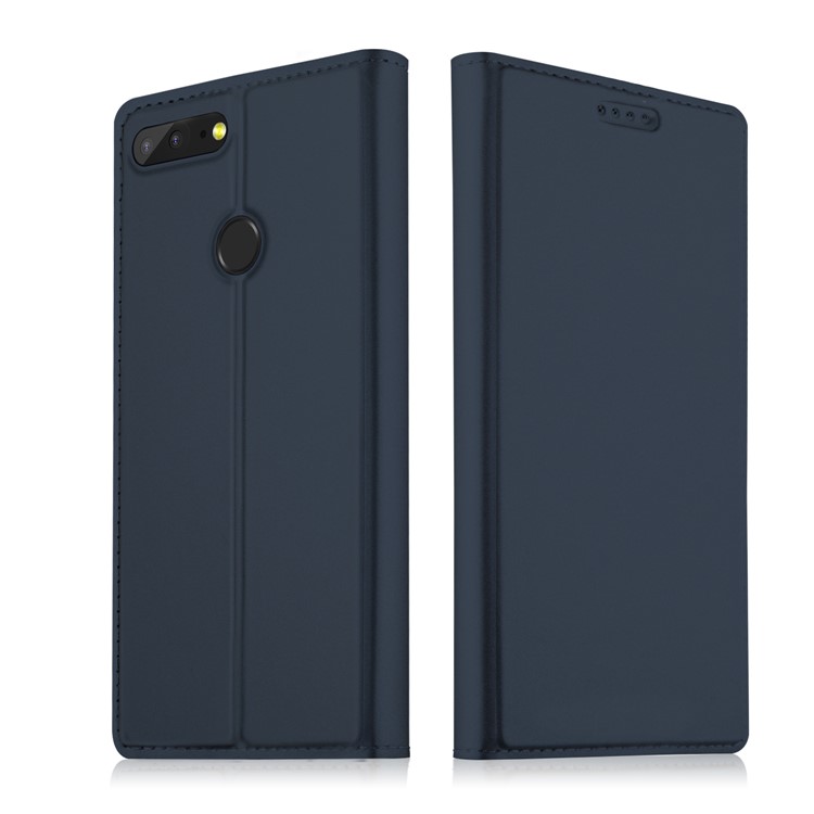 Auto-absorbed Card Holder Leather Phone Cover for Huawei Honor 9 Lite / Honor 9 Youth Edition - Dark Blue-1