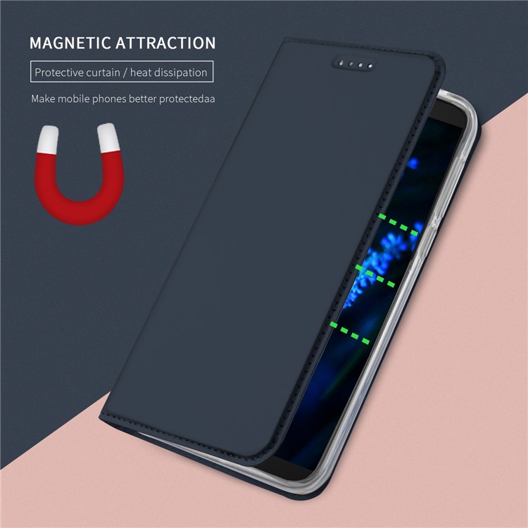 Auto-absorbed Card Holder Leather Phone Cover for Huawei Honor 9 Lite / Honor 9 Youth Edition - Dark Blue-3