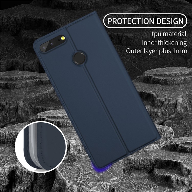 Auto-absorbed Card Holder Leather Phone Cover for Huawei Honor 9 Lite / Honor 9 Youth Edition - Dark Blue-5