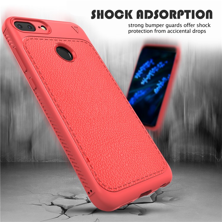 IVSO Gentry Series Leather Coated TPU Cellphone Protective Casing for Huawei Honor 9 Lite / Honor 9 Youth Edition - Red-4