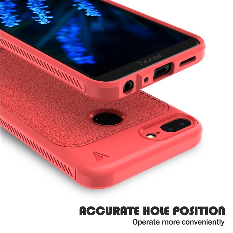 IVSO Gentry Series Leather Coated TPU Cellphone Protective Casing for Huawei Honor 9 Lite / Honor 9 Youth Edition - Red-5