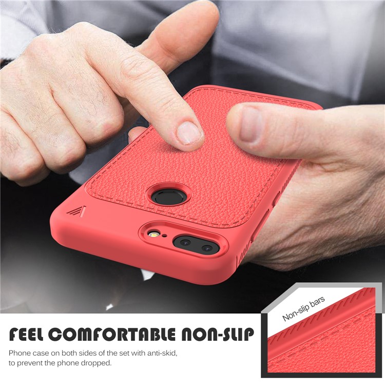 IVSO Gentry Series Leather Coated TPU Cellphone Protective Casing for Huawei Honor 9 Lite / Honor 9 Youth Edition - Red-7