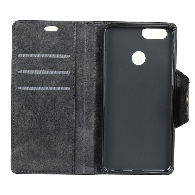Textured PU Leather Wallet Phone Accessory Shell with Stand for Huawei Honor 7X - Black-3