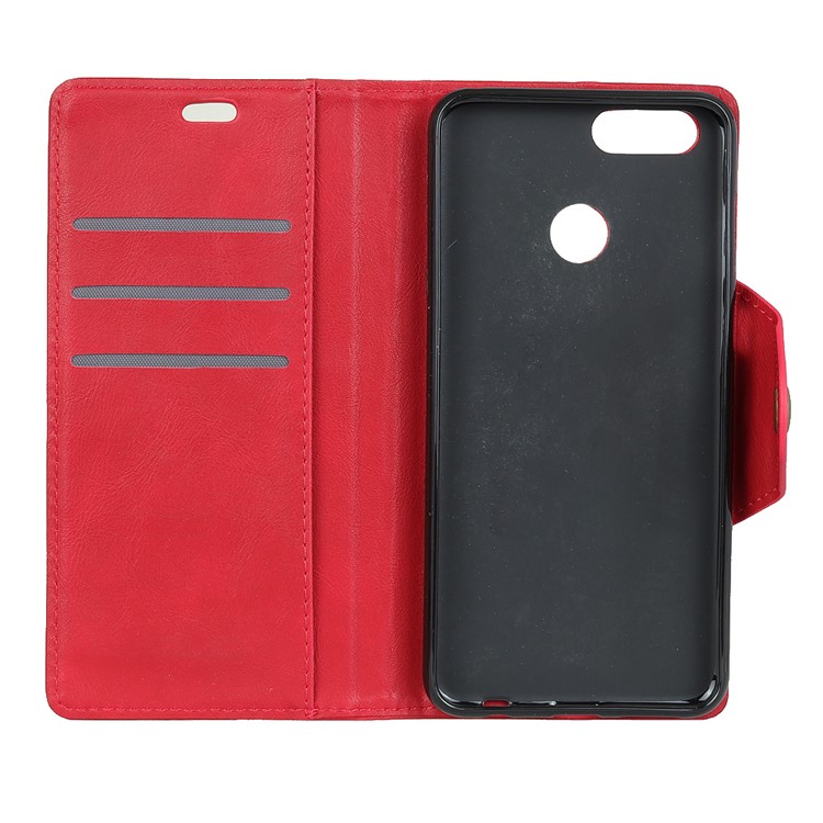 Textured PU Leather Wallet Phone Protection Shell with Stand for Huawei Honor 7X - Red-3