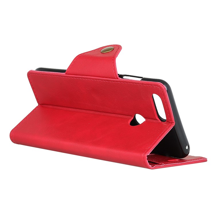 Textured PU Leather Wallet Phone Protection Shell with Stand for Huawei Honor 7X - Red-4