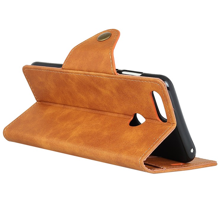 Textured PU Leather Wallet Phone Accessory Case with Stand for Huawei Honor 7X - Brown-4