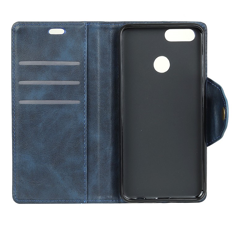Textured PU Leather Wallet Phone Casing Cover with Stand for Huawei Honor 7X - Blue-3