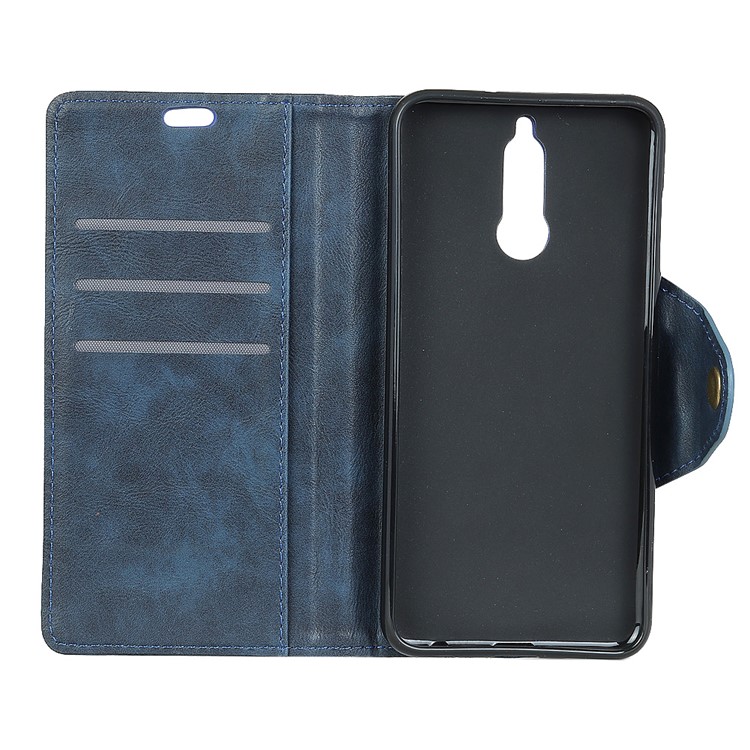 For Huawei Mate 10 Lite/nova 2i/Maimang 6/Honor 9i (India) PU Leather Wallet Stand Mobile Phone Accessory Case - Dark Blue-3