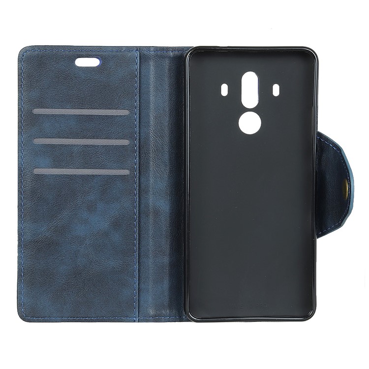 For Huawei Mate 10 Pro PU Leather Wallet Stand Folio Case Shell - Dark Blue-3