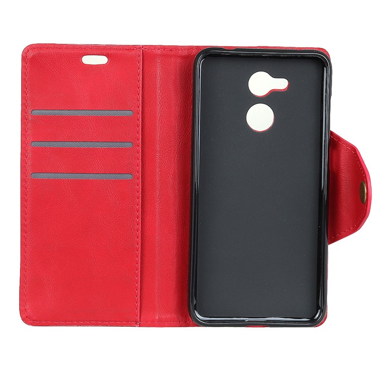 Textured PU Leather Wallet Phone Casing Shell with Stand for Huawei Honor 6C Pro/V9 Play - Red-3