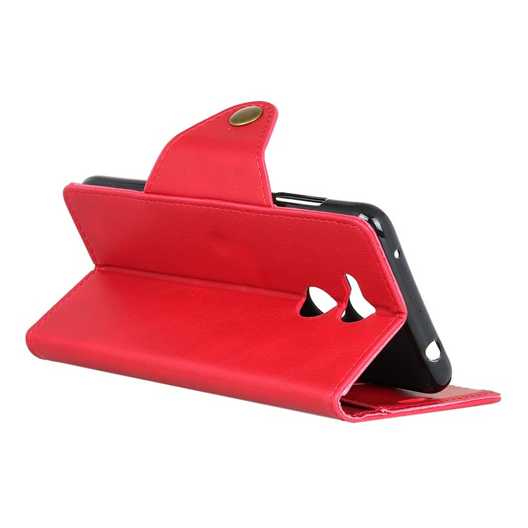 Textured PU Leather Wallet Phone Casing Shell with Stand for Huawei Honor 6C Pro/V9 Play - Red-4