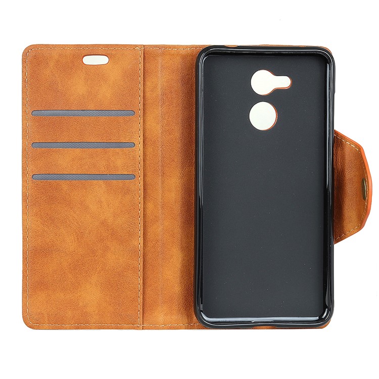 Textured PU Leather Wallet Phone Shell with Stand for Huawei Honor 6C Pro/V9 Play - Brown-3