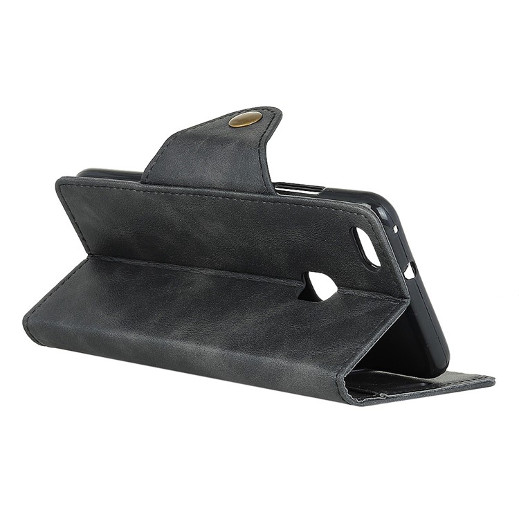 Textured PU Leather Wallet Phone case Shell with Stand for Huawei P10 Lite - Black-4