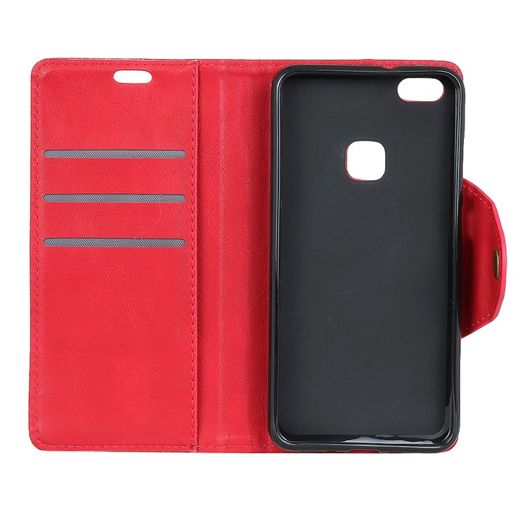Textured PU Leather Wallet Phone Accessory Case with Stand for Huawei P10 Lite - Red-3